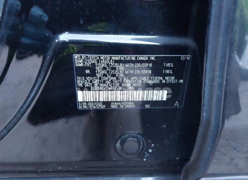 Photo 9 of 2015 Toyota Rav4 LIMITED (VIN 2T3DFREV2FW278539)