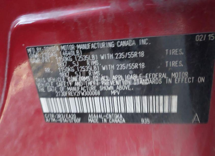 Photo 9 of 2015 Toyota Rav4 LIMITED (VIN 2T3DFREV2FW300068)