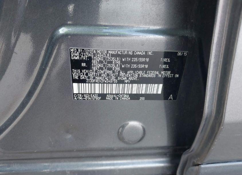 Photo 9 of 2015 Toyota Rav4 LIMITED (VIN 2T3DFREV2FW349755)