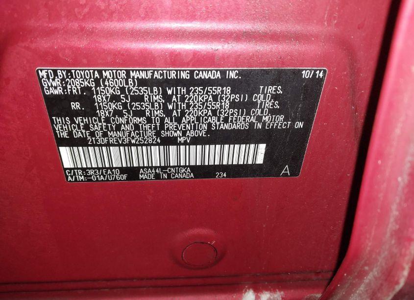 Photo 9 of 2015 Toyota Rav4 LIMITED (VIN 2T3DFREV3FW252824)