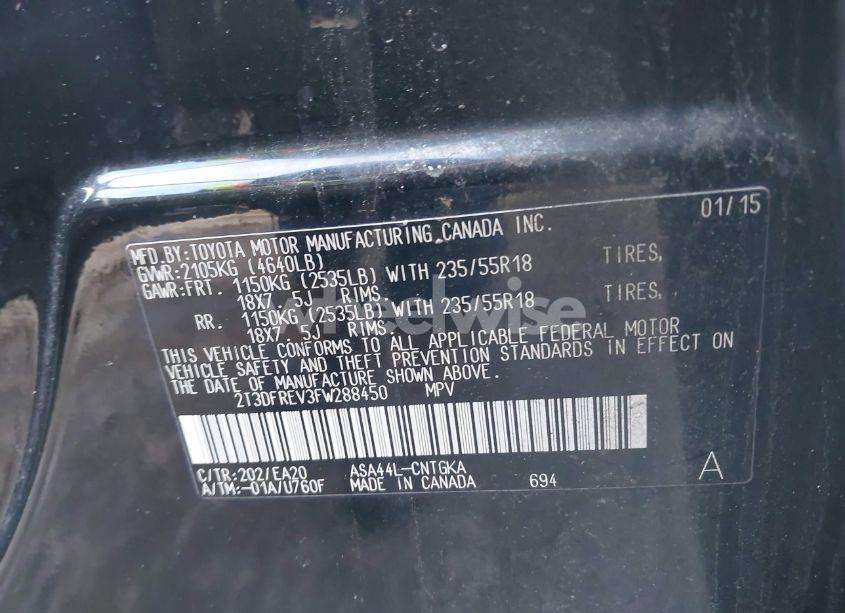 Photo 9 of 2015 Toyota Rav4 LIMITED (VIN 2T3DFREV3FW288450)