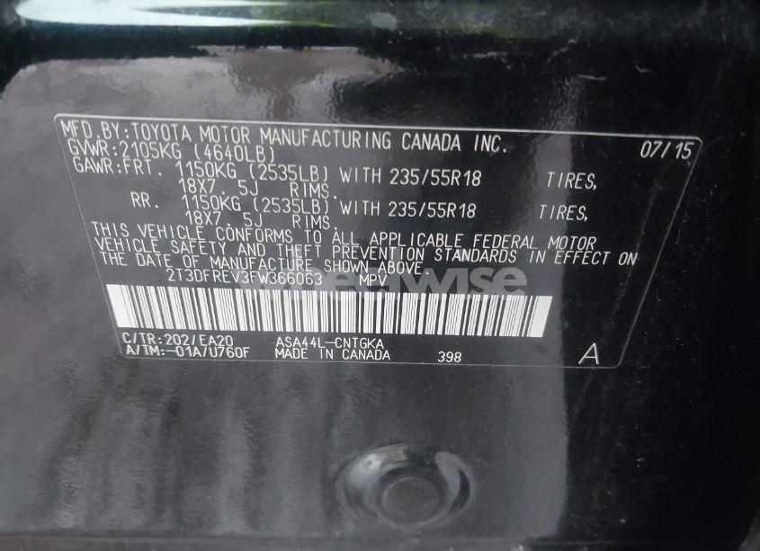 Photo 9 of 2015 Toyota Rav4 LIMITED (VIN 2T3DFREV3FW366063)