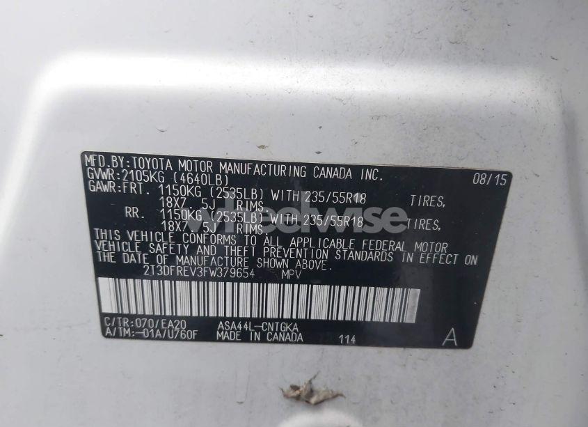 Photo 9 of 2015 Toyota Rav4 LIMITED (VIN 2T3DFREV3FW379654)