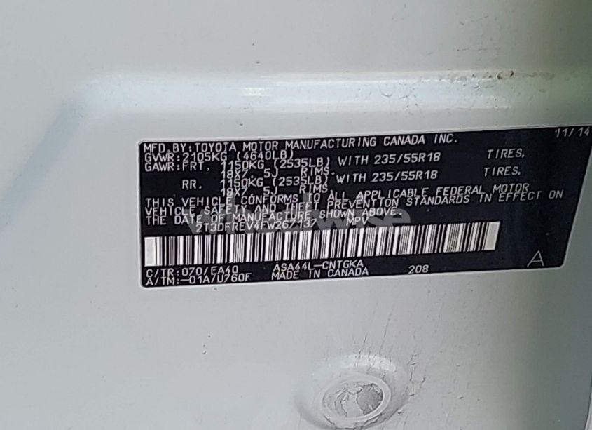 Photo 9 of 2015 Toyota Rav4 LIMITED (VIN 2T3DFREV4FW267137)