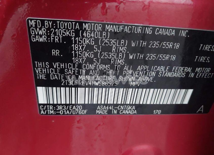 Photo 9 of 2017 Toyota Rav4 LIMITED (VIN 2T3DFREV4HW586525)