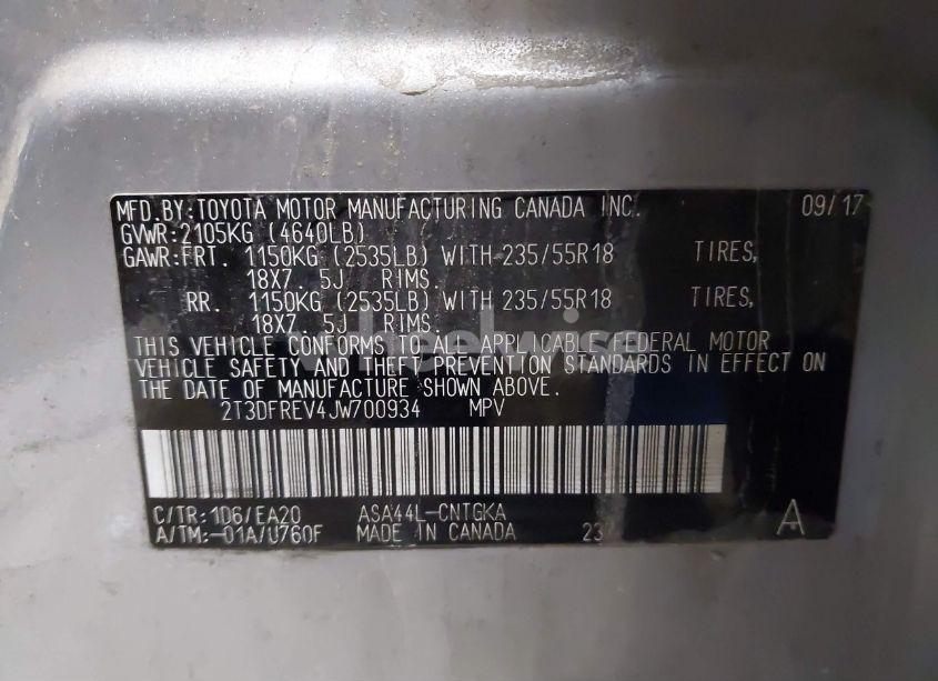 Photo 9 of 2018 Toyota Rav4 PLATINUM (VIN 2T3DFREV4JW700934)