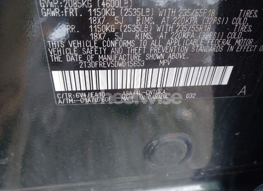 Photo 9 of 2013 Toyota Rav4 LIMITED (VIN 2T3DFREV5DW015653)