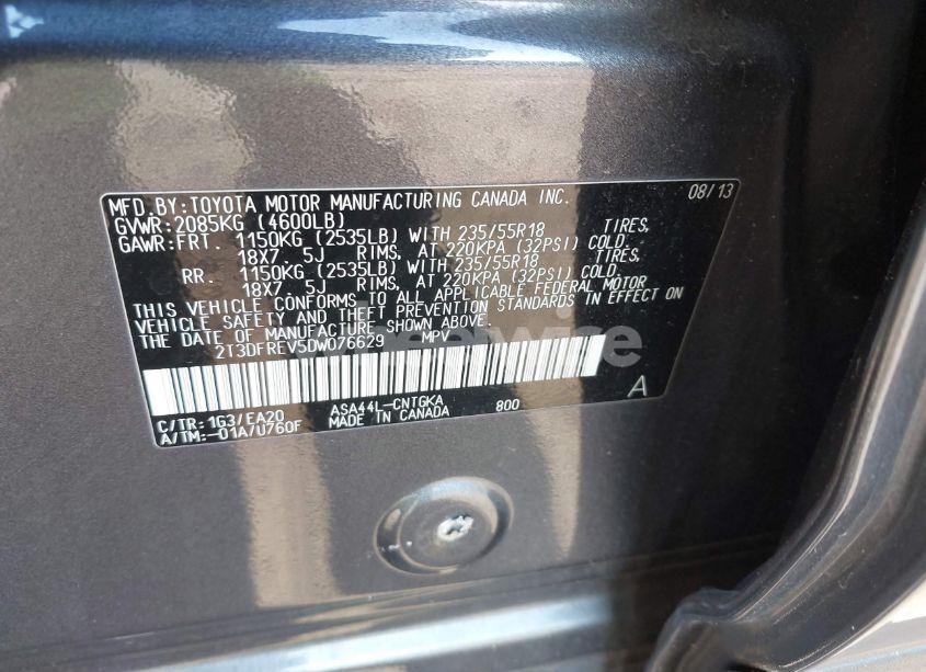 Photo 9 of 2013 Toyota Rav4 LIMITED (VIN 2T3DFREV5DW076629)