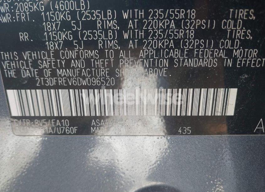 Photo 9 of 2013 Toyota Rav4 LIMITED (VIN 2T3DFREV6DW096520)