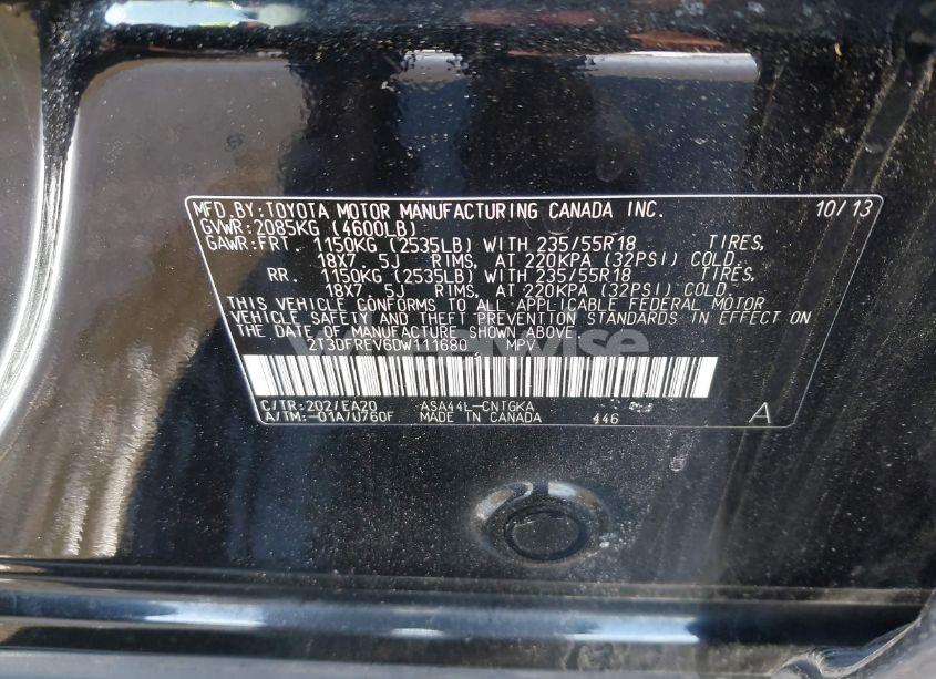 Photo 9 of 2013 Toyota Rav4 LIMITED (VIN 2T3DFREV6DW111680)