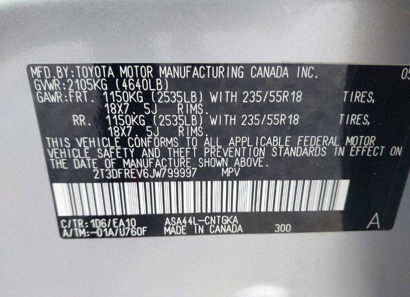 Photo 9 of 2018 Toyota Rav4 LIMITED/SE/PLATINUM (VIN 2T3DFREV6JW799997)