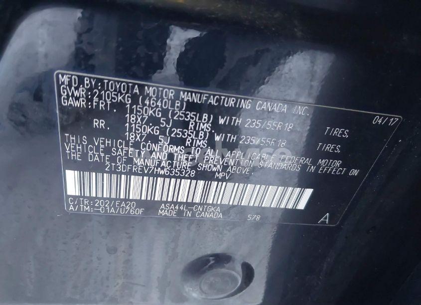 Photo 9 of 2017 Toyota Rav4 LIMITED (VIN 2T3DFREV7HW635328)