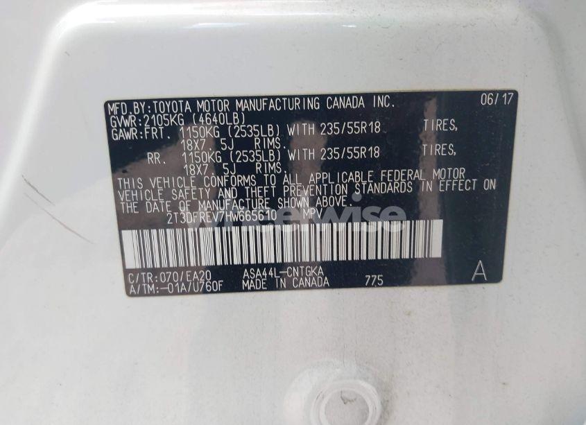 Photo 9 of 2017 Toyota Rav4 LIMITED (VIN 2T3DFREV7HW665610)