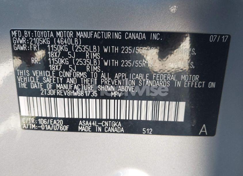 Photo 9 of 2017 Toyota Rav4 LIMITED (VIN 2T3DFREV8HW681735)