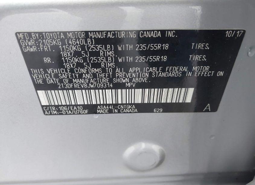 Photo 9 of 2018 Toyota Rav4 LIMITED (VIN 2T3DFREV8JW709314)