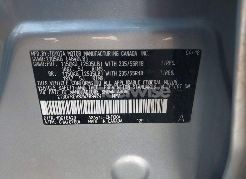 Photo 9 of 2018 Toyota Rav4 LIMITED (VIN 2T3DFREV8JW789424)