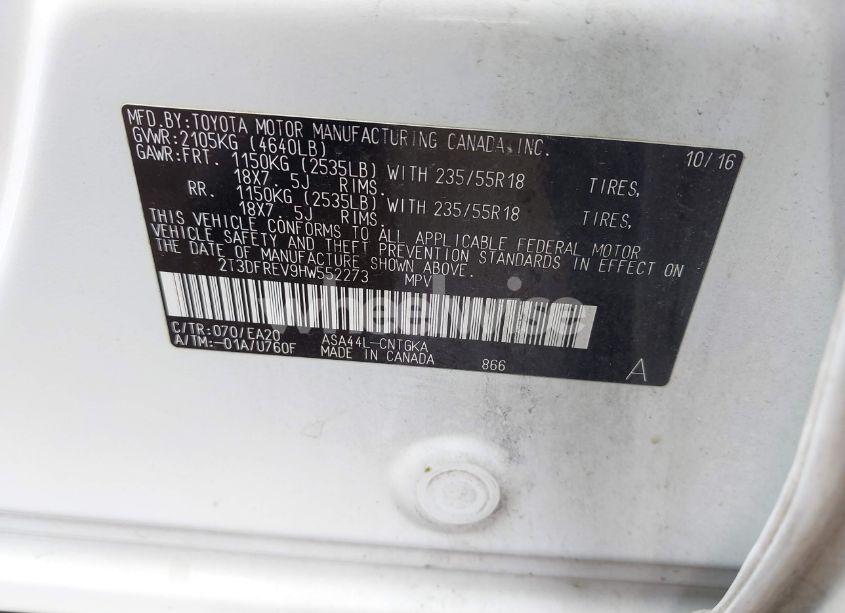 Photo 9 of 2017 Toyota Rav4 LIMITED (VIN 2T3DFREV9HW552273)