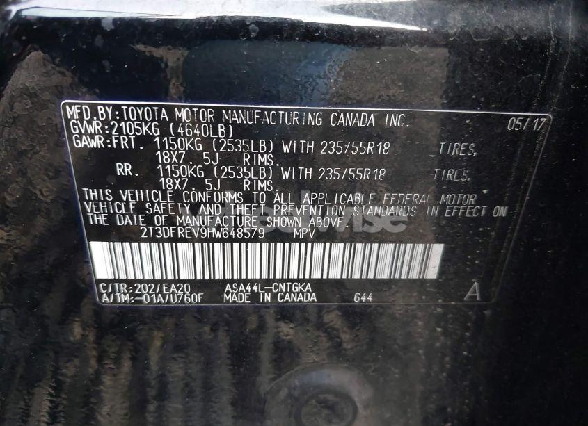 Photo 9 of 2017 Toyota Rav4 LIMITED (VIN 2T3DFREV9HW648579)