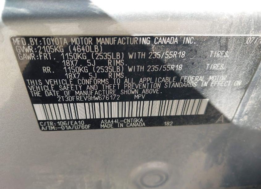 Photo 9 of 2017 Toyota Rav4 PLATINUM (VIN 2T3DFREV9HW676172)