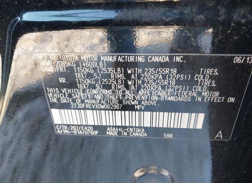 Photo 9 of 2013 Toyota Rav4 LIMITED (VIN 2T3DFREVXDW062967)