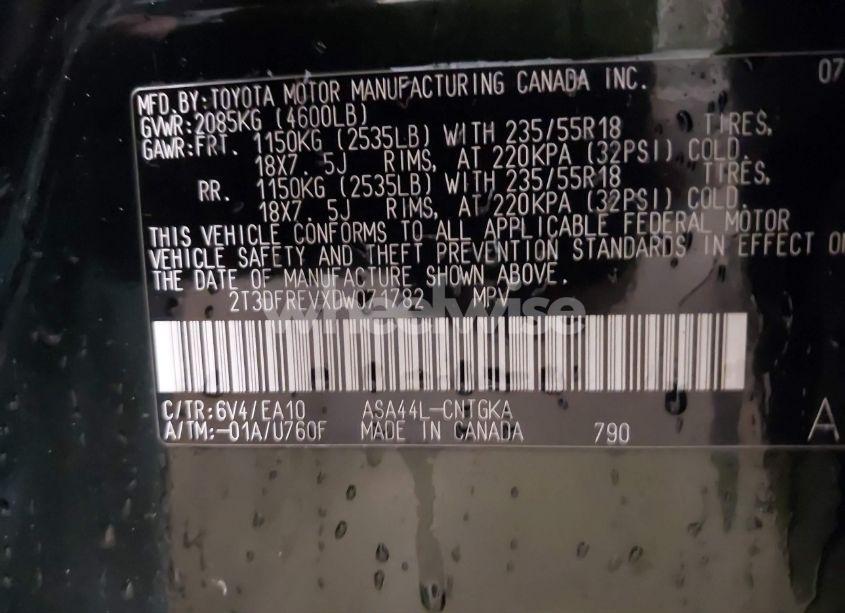 Photo 9 of 2013 Toyota Rav4 LIMITED (VIN 2T3DFREVXDW071782)