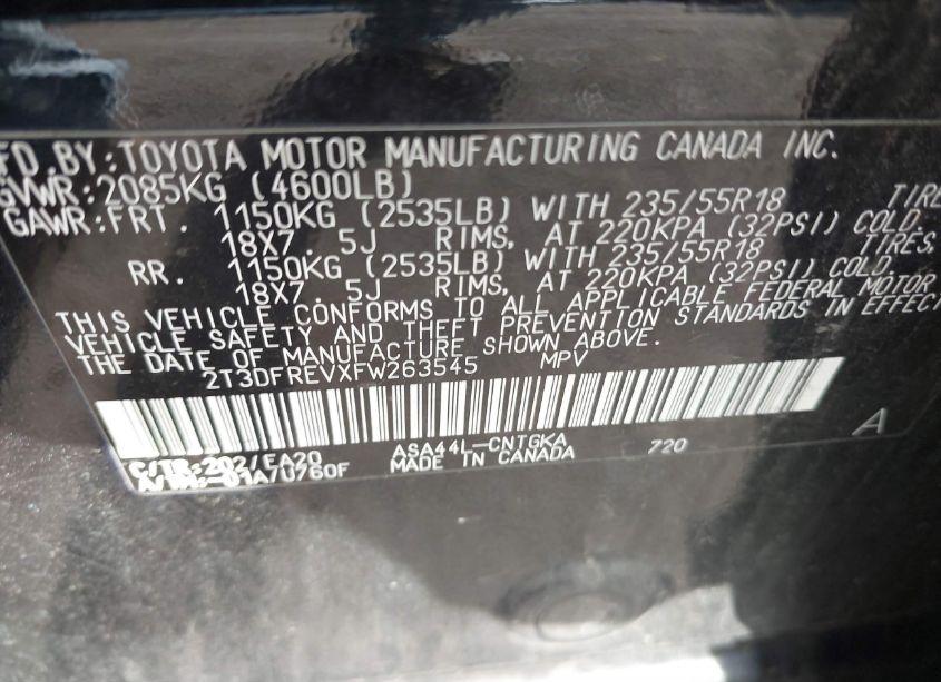 Photo 9 of 2015 Toyota Rav4 LIMITED (VIN 2T3DFREVXFW263545)