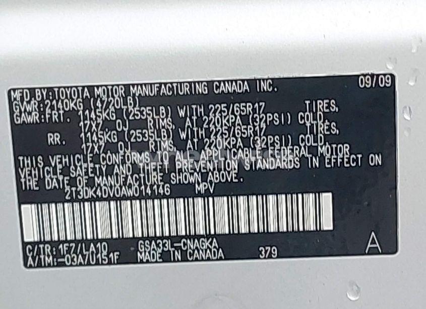 Photo 9 of 2010 Toyota Rav4 LIMITED V6 (VIN 2T3DK4DV0AW014146)