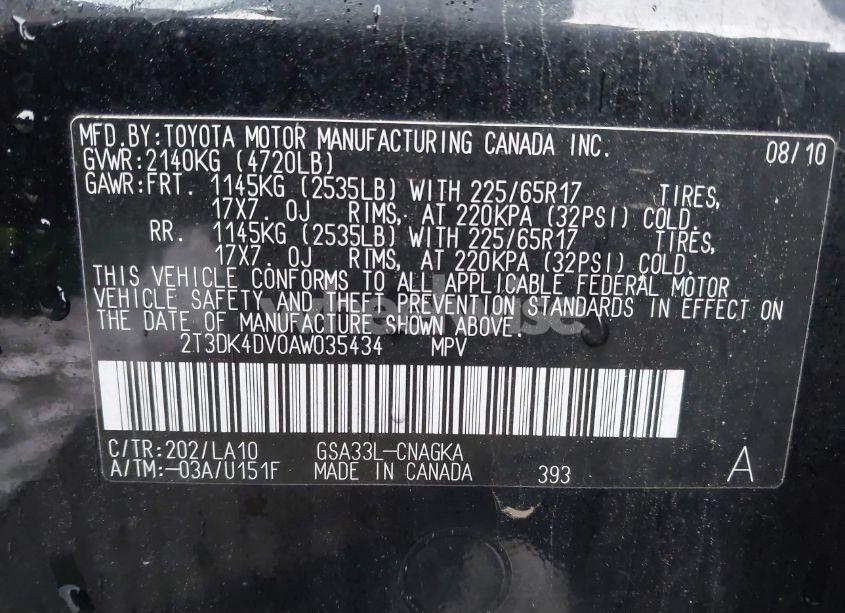 Photo 9 of 2010 Toyota Rav4 LIMITED V6 (VIN 2T3DK4DV0AW035434)