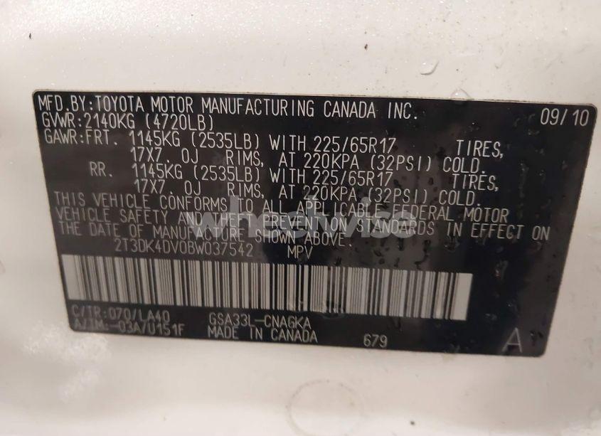 Photo 9 of 2011 Toyota Rav4 LIMITED V6 (VIN 2T3DK4DV0BW037542)