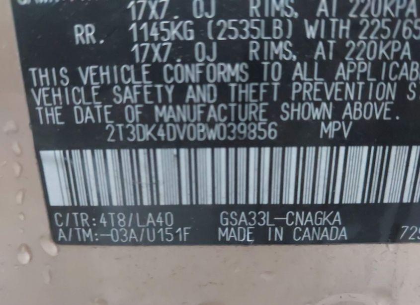 Photo 9 of 2011 Toyota Rav4 LIMITED (VIN 2T3DK4DV0BW039856)