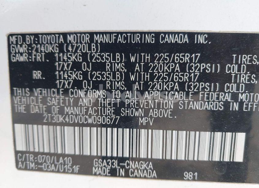 Photo 9 of 2012 Toyota Rav4 LIMITED V6 (VIN 2T3DK4DV0CW090677)