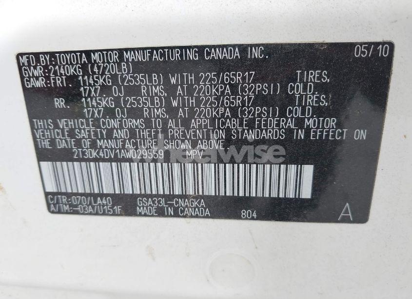 Photo 9 of 2010 Toyota Rav4 LIMITED V6 (VIN 2T3DK4DV1AW029559)