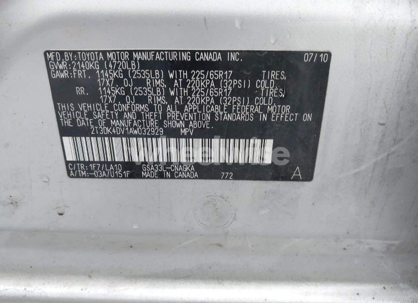 Photo 9 of 2010 Toyota Rav4 LIMITED (VIN 2T3DK4DV1AW032929)