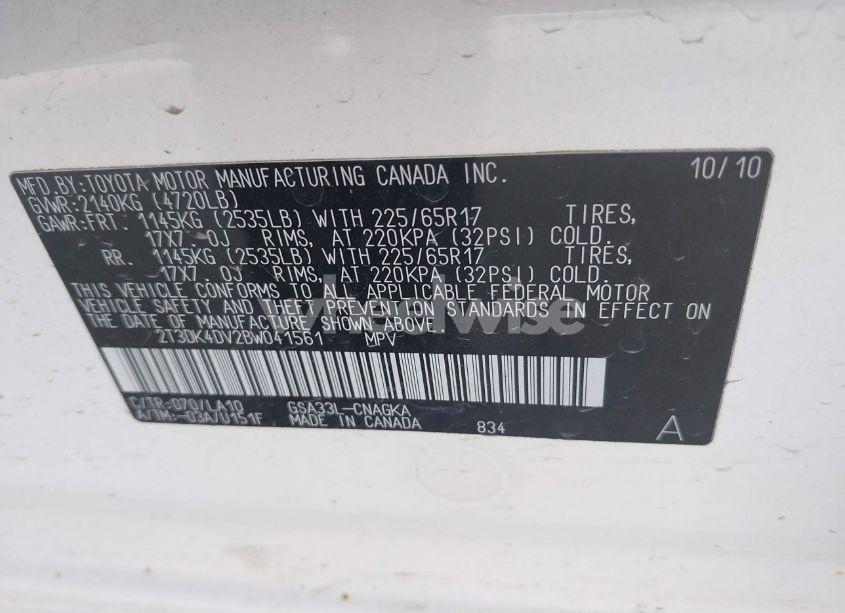 Photo 9 of 2011 Toyota Rav4 LIMITED (VIN 2T3DK4DV2BW041561)