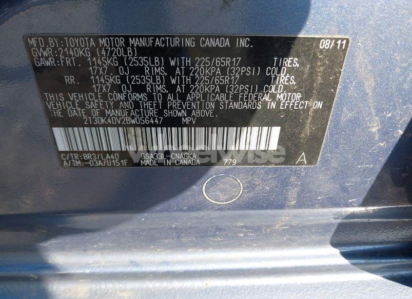 Photo 9 of 2011 Toyota Rav4 LIMITED (VIN 2T3DK4DV2BW056447)