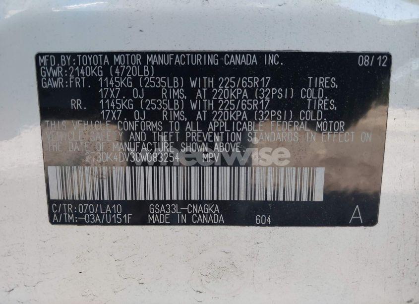 Photo 9 of 2012 Toyota Rav4 LIMITED V6 (VIN 2T3DK4DV3CW083254)