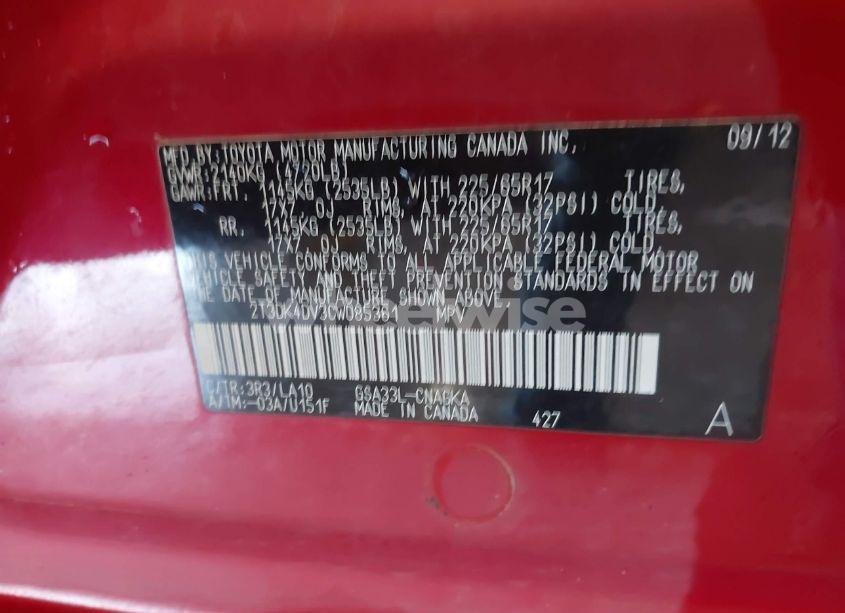 Photo 9 of 2012 Toyota Rav4 LIMITED V6 (VIN 2T3DK4DV3CW085361)