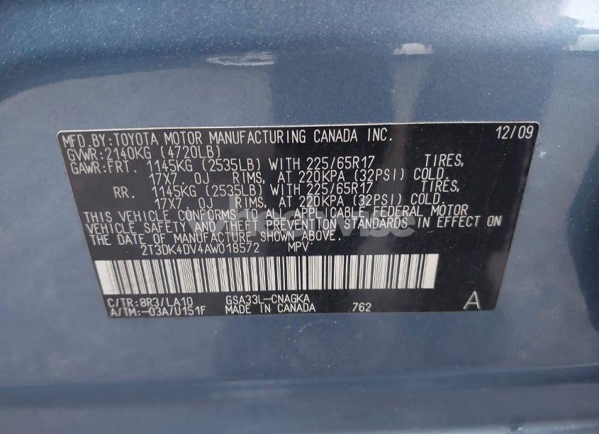 Photo 9 of 2010 Toyota Rav4 LIMITED (VIN 2T3DK4DV4AW018572)