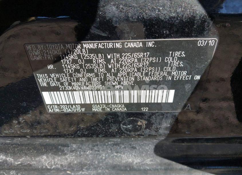 Photo 9 of 2010 Toyota Rav4 LIMITED (VIN 2T3DK4DV4AW023951)