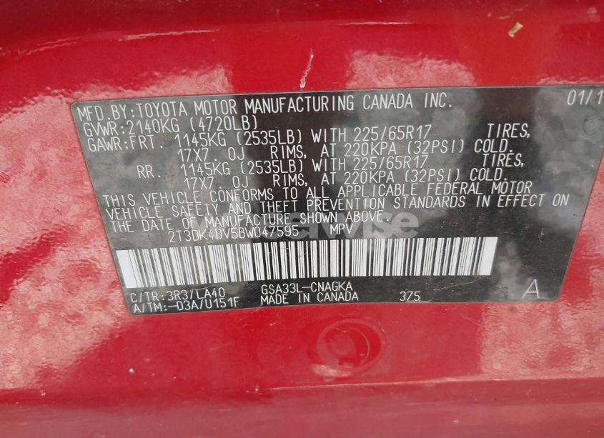 Photo 9 of 2011 Toyota Rav4 LIMITED V6 (VIN 2T3DK4DV5BW047595)