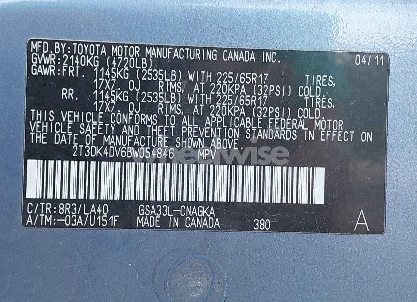 Photo 9 of 2011 Toyota Rav4 LIMITED V6 (VIN 2T3DK4DV6BW054846)