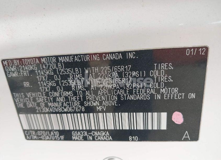 Photo 9 of 2012 Toyota Rav4 LIMITED V6 (VIN 2T3DK4DV8CW067678)