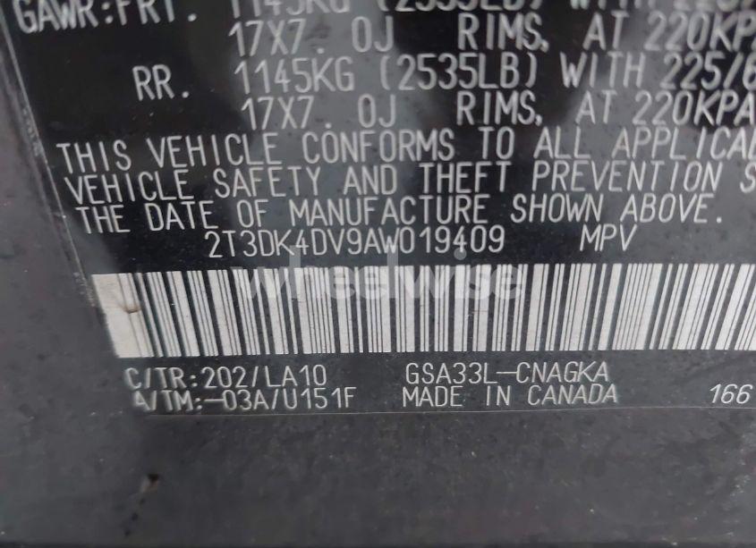 Photo 9 of 2010 Toyota Rav4 LIMITED (VIN 2T3DK4DV9AW019409)