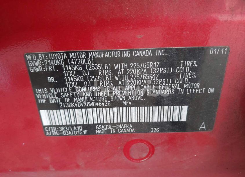 Photo 9 of 2011 Toyota Rav4 LIMITED V6 (VIN 2T3DK4DVXBW046426)