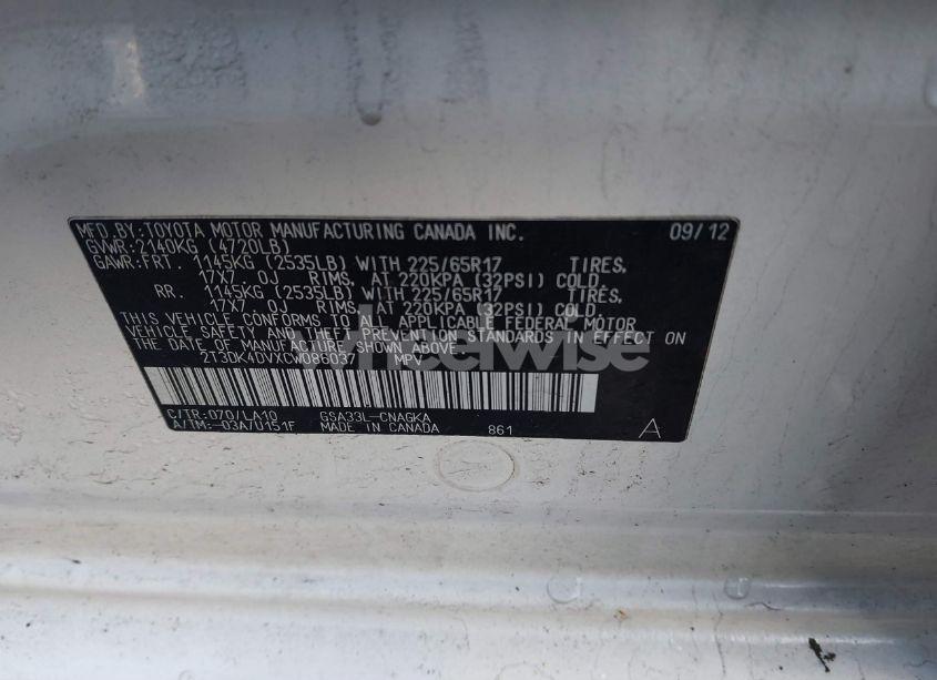 Photo 9 of 2012 Toyota Rav4 LIMITED V6 (VIN 2T3DK4DVXCW086037)