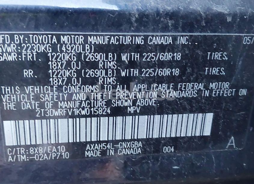 Photo 9 of 2019 Toyota Rav4 HYBRID LIMITED (VIN 2T3DWRFV1KW015824)