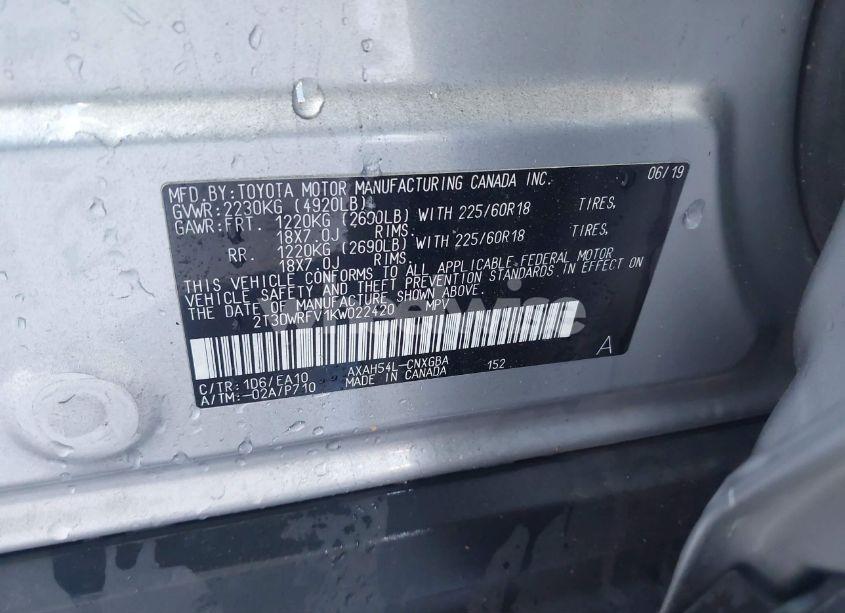 Photo 9 of 2019 Toyota Rav4 HYBRID LIMITED (VIN 2T3DWRFV1KW022420)