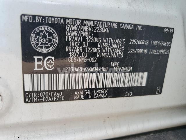 2019 TOYOTA RAV4 LIMITED (VIN 2T3DWRFV7KW042168) main photo