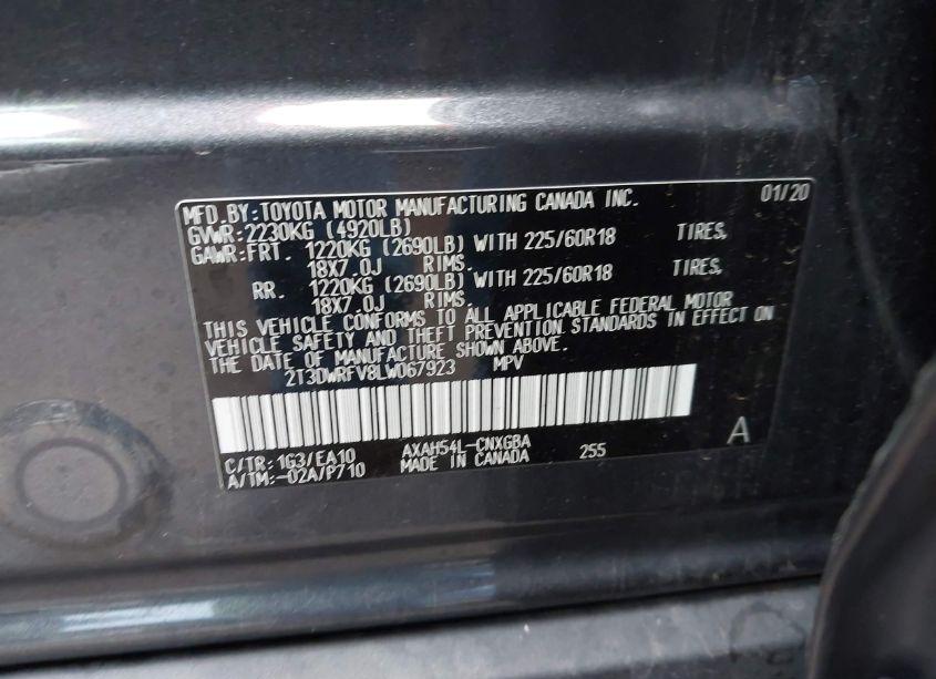 Photo 9 of 2020 Toyota Rav4 HYBRID LIMITED (VIN 2T3DWRFV8LW067923)