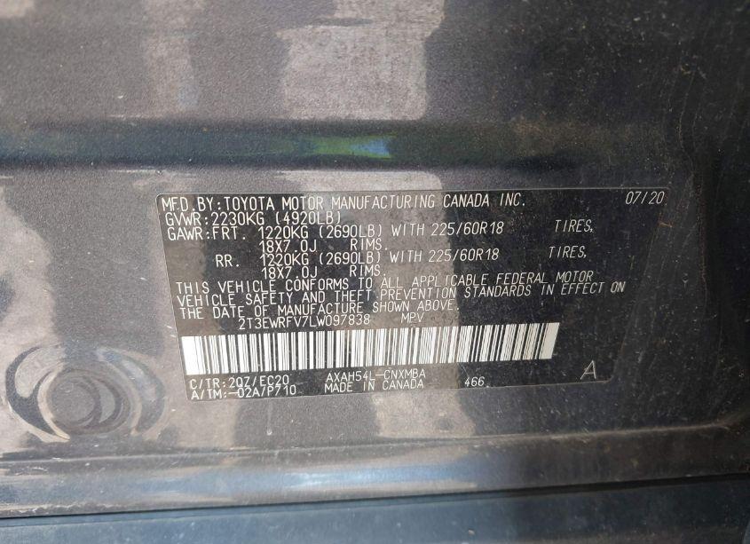 Photo 9 of 2020 Toyota Rav4 HYBRID XSE (VIN 2T3EWRFV7LW097838)